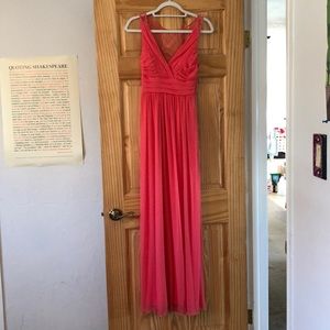 Floor length coral dress
